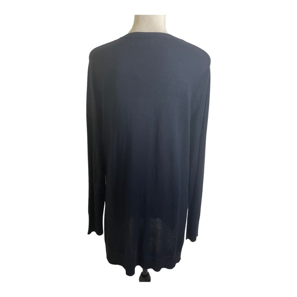 Joan Vass women’s new button front cardigan navy blue size Large. Neck style - Picture 6 of 12